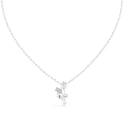 0.079 CT Lab-Grown VVS-VS EF Diamond Tulip Flower Necklace | Round Brilliant Cut | 18KT, 14KT Gold | Rose, Yellow, White Gold | Elegant Floral Fine Jewelry