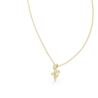 0.079 CT Lab-Grown VVS-VS EF Diamond Tulip Flower Necklace | Round Brilliant Cut | 18KT, 14KT Gold | Rose, Yellow, White Gold | Elegant Floral Fine Jewelry