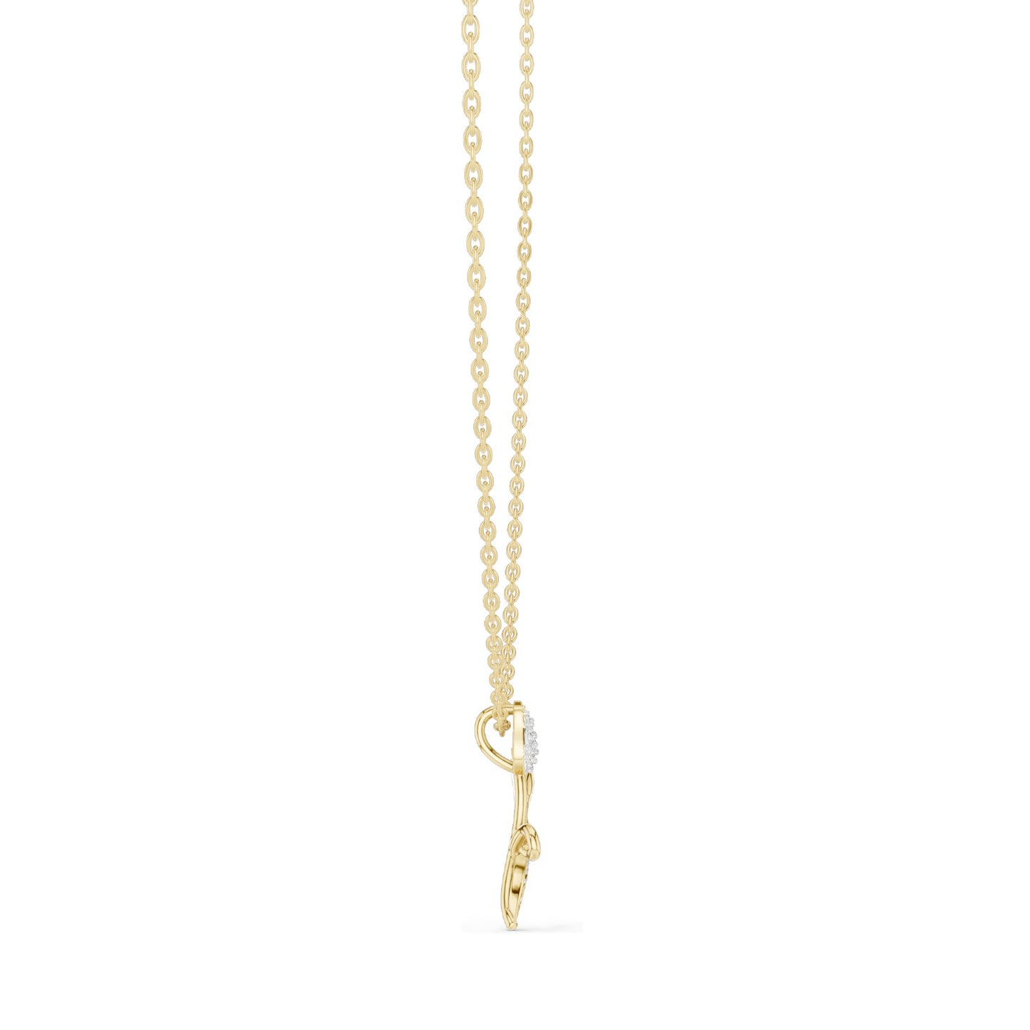 0.079 CT Lab-Grown VVS-VS EF Diamond Tulip Flower Necklace | Round Brilliant Cut | 18KT, 14KT Gold | Rose, Yellow, White Gold | Elegant Floral Fine Jewelry