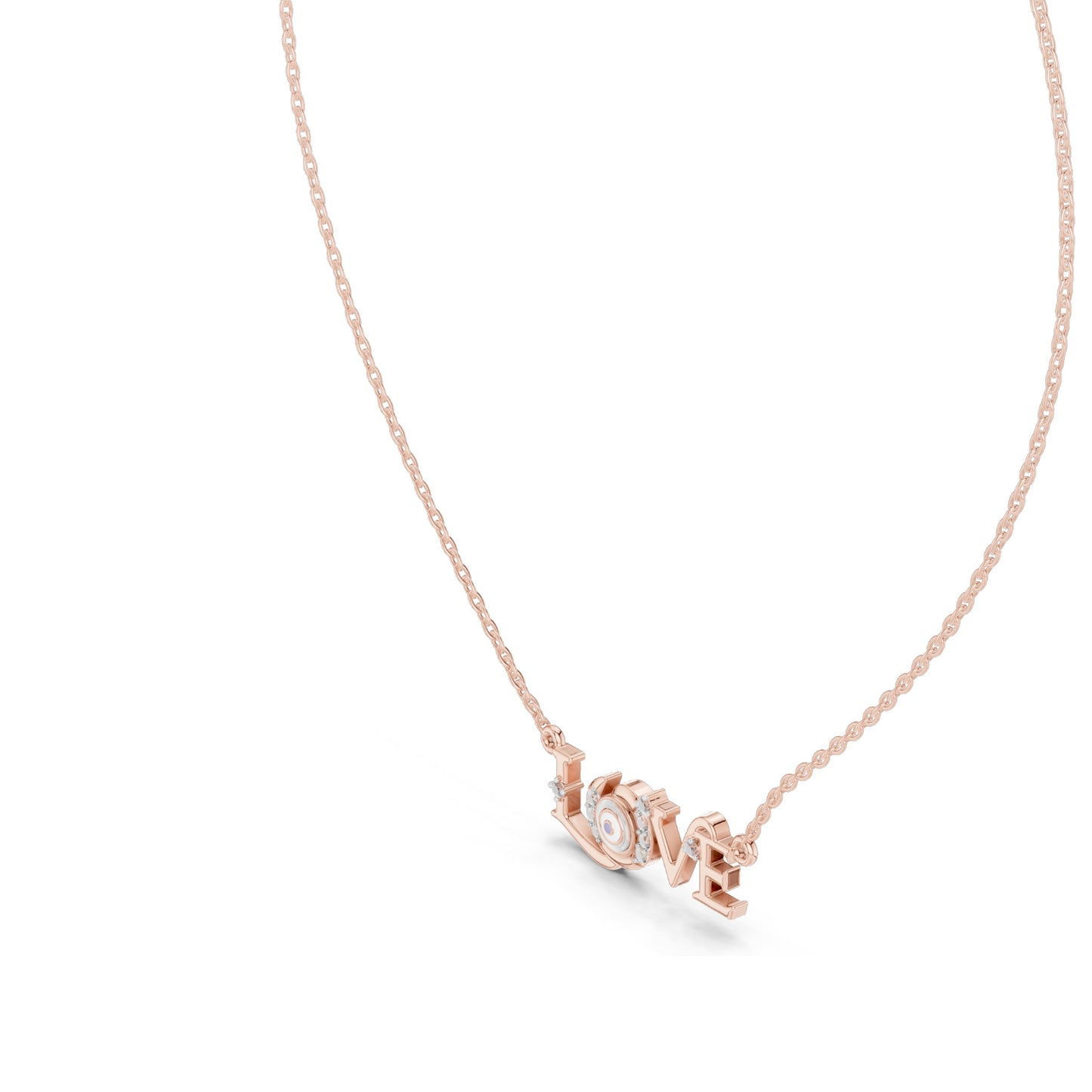 0.094 CT Lab-Created VVS-VS EF CVD Diamond "LOVE" Pendant Necklace | 18KT, 14KT, Rose, Yellow, White Gold Options | Elegant Fine Jewelry