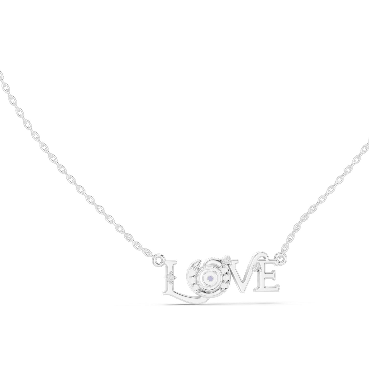 0.094 CT Lab-Created VVS-VS EF CVD Diamond "LOVE" Pendant Necklace | 18KT, 14KT, Rose, Yellow, White Gold Options | Elegant Fine Jewelry