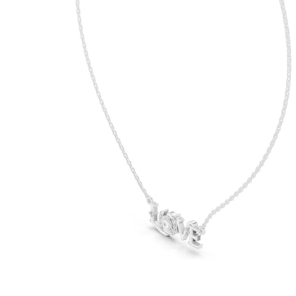 0.094 CT Lab-Created VVS-VS EF CVD Diamond "LOVE" Pendant Necklace | 18KT, 14KT, Rose, Yellow, White Gold Options | Elegant Fine Jewelry