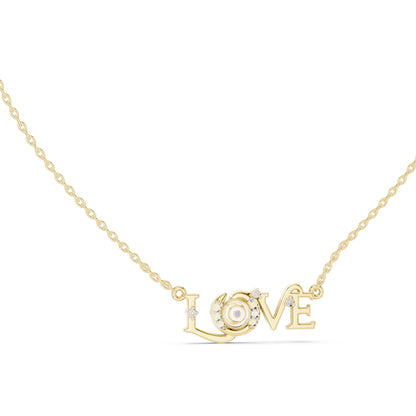 0.094 CT Lab-Created VVS-VS EF CVD Diamond "LOVE" Pendant Necklace | 18KT, 14KT, Rose, Yellow, White Gold Options | Elegant Fine Jewelry
