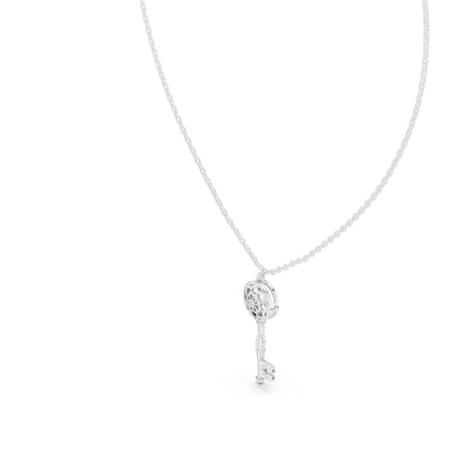 0.008 CT Lab-Created VVS-VS EF CVD Diamond Key Pendant Necklace | 18KT, 14KT, Rose, Yellow, White Gold Options | Elegant Fine Jewelry