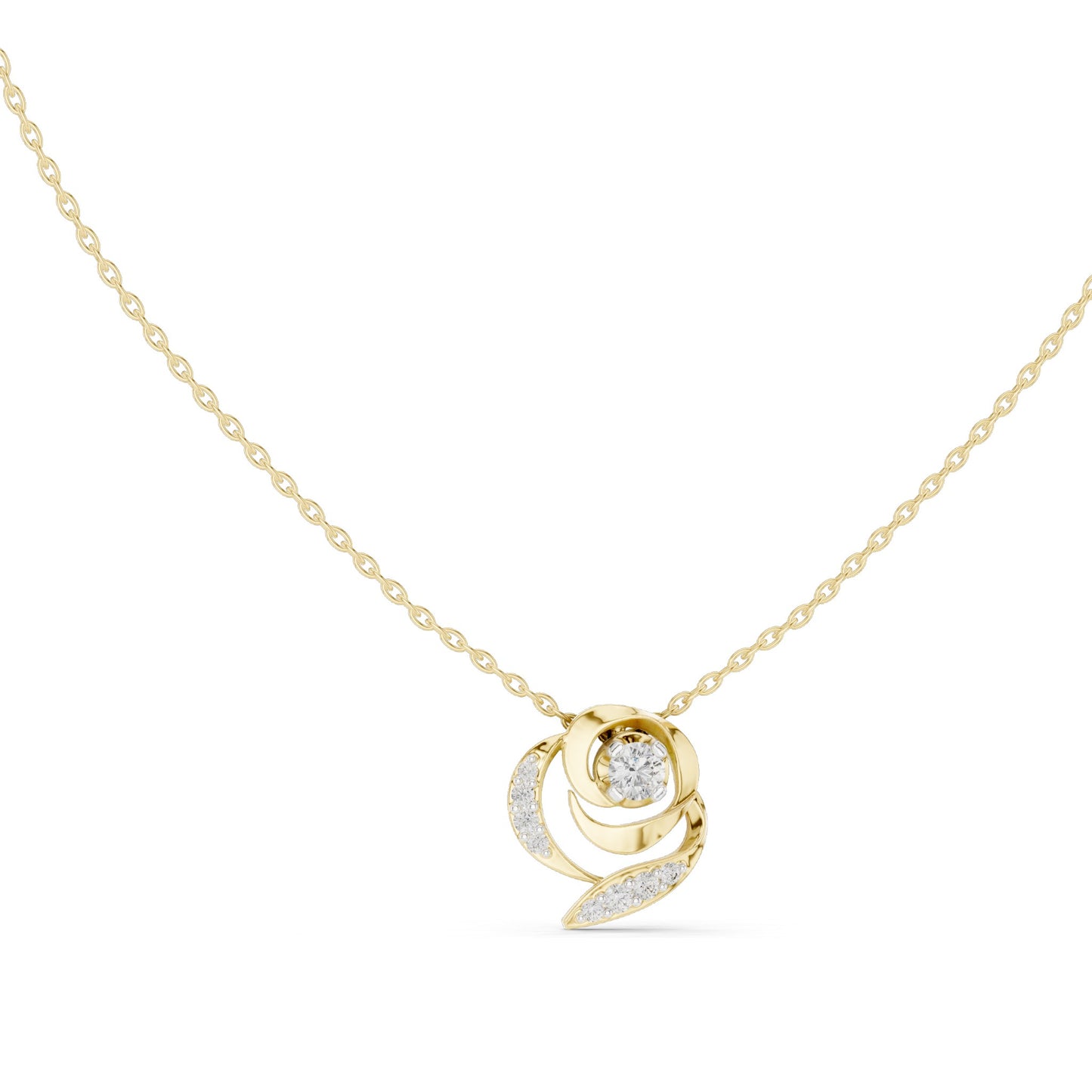 0.35 CT Lab-Created VVS-VS EF CVD Diamond Rose Pendant Necklace | 18KT, 14KT, Rose, Yellow, White Gold Options | Elegant Fine Jewelry