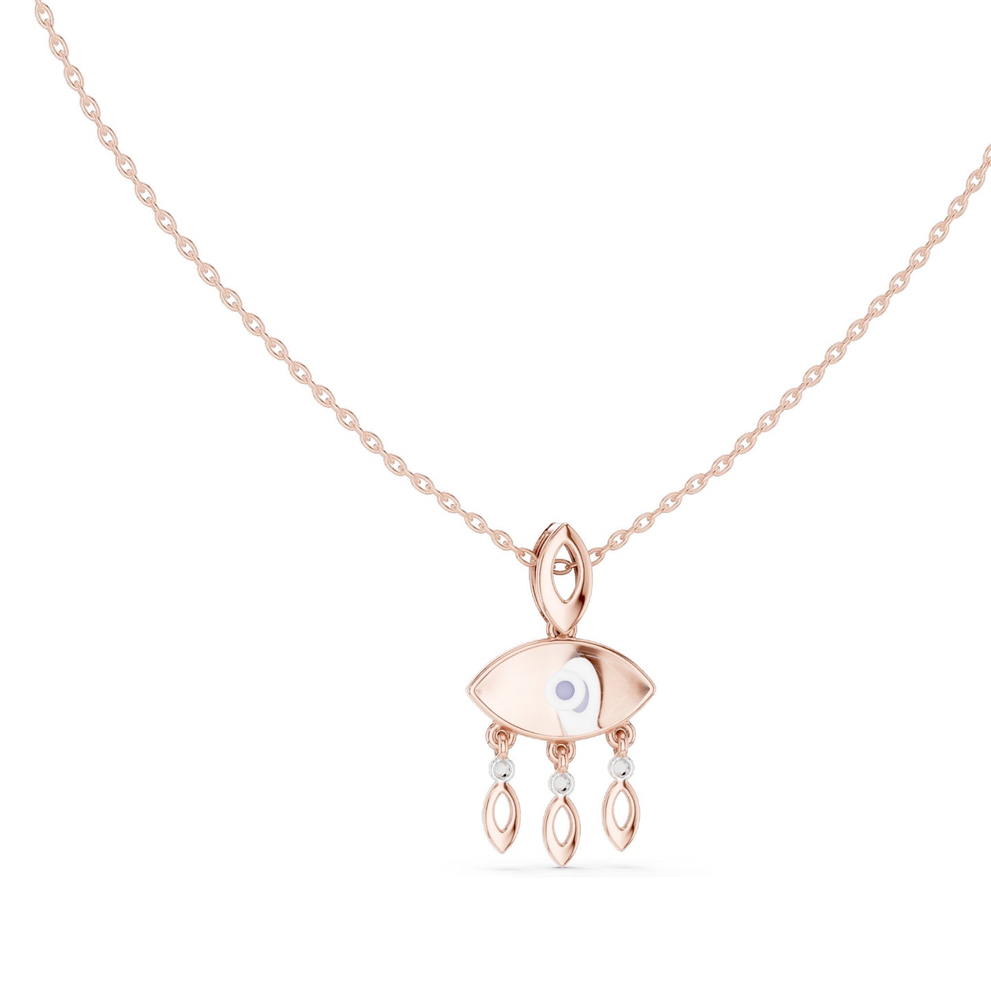 0.03 CT Lab-Created VVS-VS EF CVD Diamond Evil Eye Necklace | 18KT, 14KT Rose, Yellow, White Gold Options | Fine Jewelry Pendant