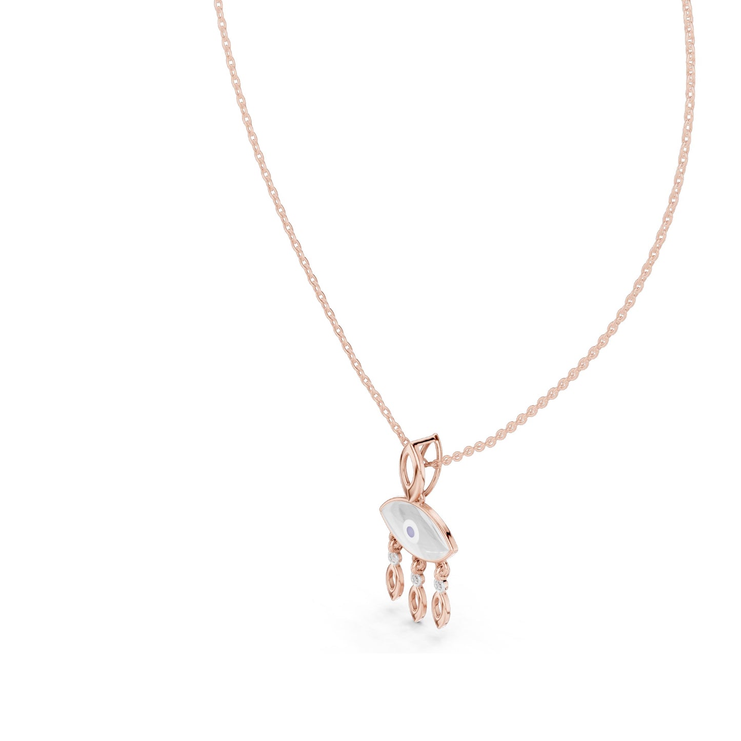 0.03 CT Lab-Created VVS-VS EF CVD Diamond Evil Eye Necklace | 18KT, 14KT Rose, Yellow, White Gold Options | Fine Jewelry Pendant