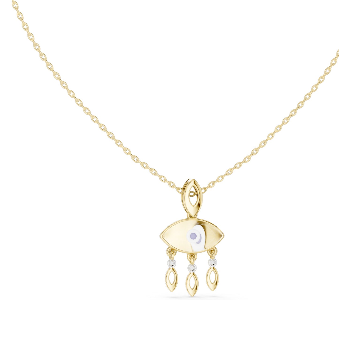 0.03 CT Lab-Created VVS-VS EF CVD Diamond Evil Eye Necklace | 18KT, 14KT Rose, Yellow, White Gold Options | Fine Jewelry Pendant