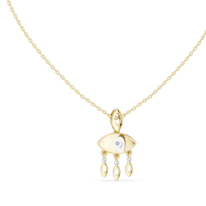 0.03 CT Lab-Created VVS-VS EF CVD Diamond Evil Eye Necklace | 18KT, 14KT Rose, Yellow, White Gold Options | Fine Jewelry Pendant