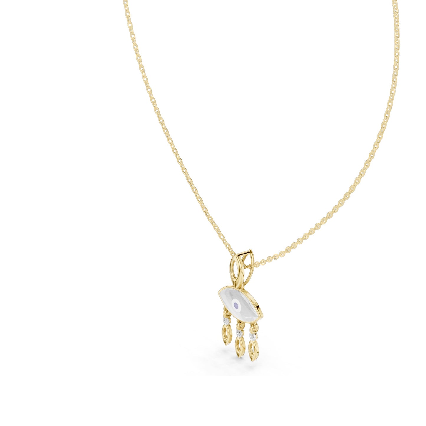 0.03 CT Lab-Created VVS-VS EF CVD Diamond Evil Eye Necklace | 18KT, 14KT Rose, Yellow, White Gold Options | Fine Jewelry Pendant