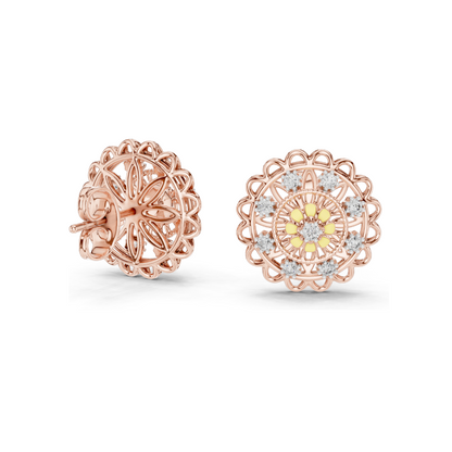 Floral Lab Diamond Earrings – 0.222 ct VVS-VS DEF CVD Diamond & Moissanite | 18K, 14K, 10K Gold & 925 Silver | Rose, Yellow, White Gold Options