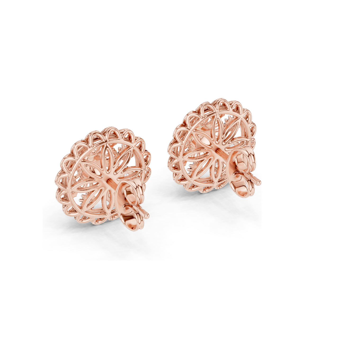 Floral Lab Diamond Earrings – 0.222 ct VVS-VS DEF CVD Diamond & Moissanite | 18K, 14K, 10K Gold & 925 Silver | Rose, Yellow, White Gold Options