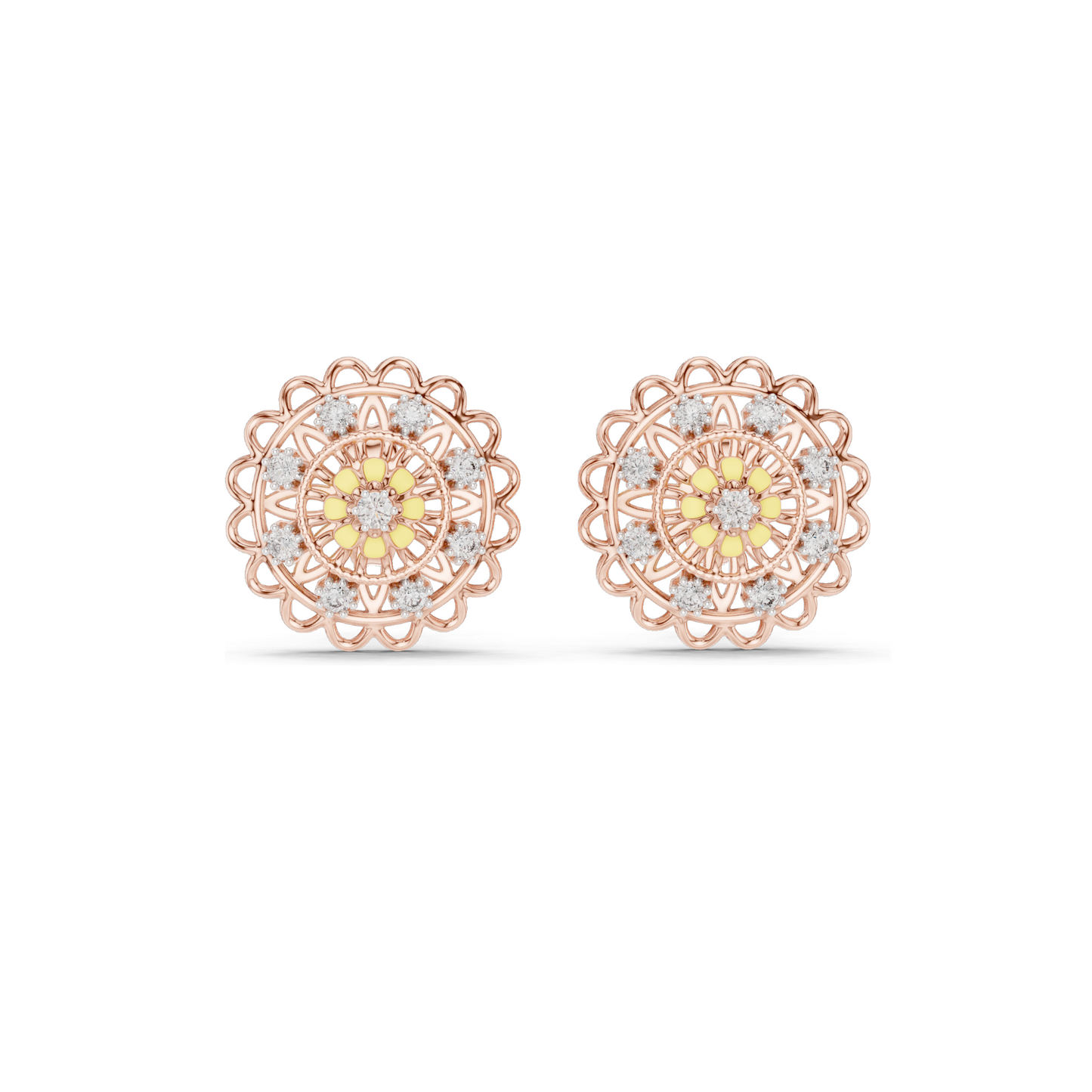 Floral Lab Diamond Earrings – 0.222 ct VVS-VS DEF CVD Diamond & Moissanite | 18K, 14K, 10K Gold & 925 Silver | Rose, Yellow, White Gold Options