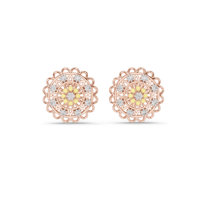 Floral Lab Diamond Earrings – 0.222 ct VVS-VS DEF CVD Diamond & Moissanite | 18K, 14K, 10K Gold & 925 Silver | Rose, Yellow, White Gold Options