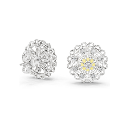 Floral Lab Diamond Earrings – 0.222 ct VVS-VS DEF CVD Diamond & Moissanite | 18K, 14K, 10K Gold & 925 Silver | Rose, Yellow, White Gold Options