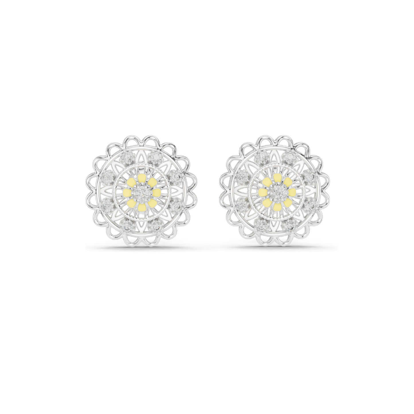 Floral Lab Diamond Earrings – 0.222 ct VVS-VS DEF CVD Diamond & Moissanite | 18K, 14K, 10K Gold & 925 Silver | Rose, Yellow, White Gold Options