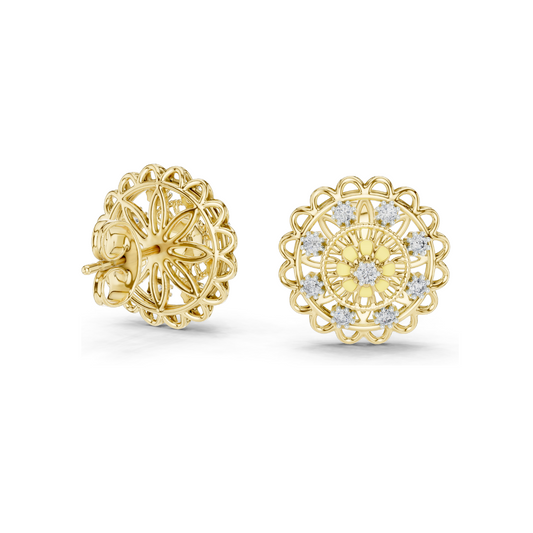 Floral Lab Diamond Earrings – 0.222 ct VVS-VS DEF CVD Diamond & Moissanite | 18K, 14K, 10K Gold & 925 Silver | Rose, Yellow, White Gold Options