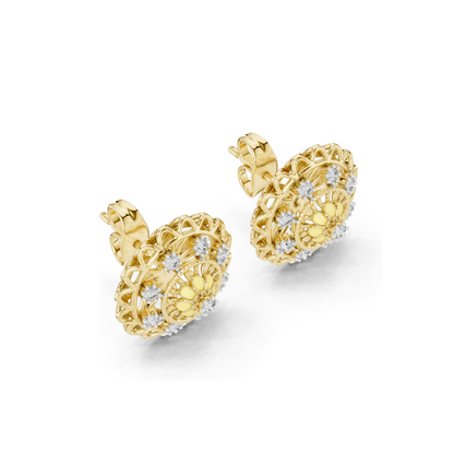 Floral Lab Diamond Earrings – 0.222 ct VVS-VS DEF CVD Diamond & Moissanite | 18K, 14K, 10K Gold & 925 Silver | Rose, Yellow, White Gold Options