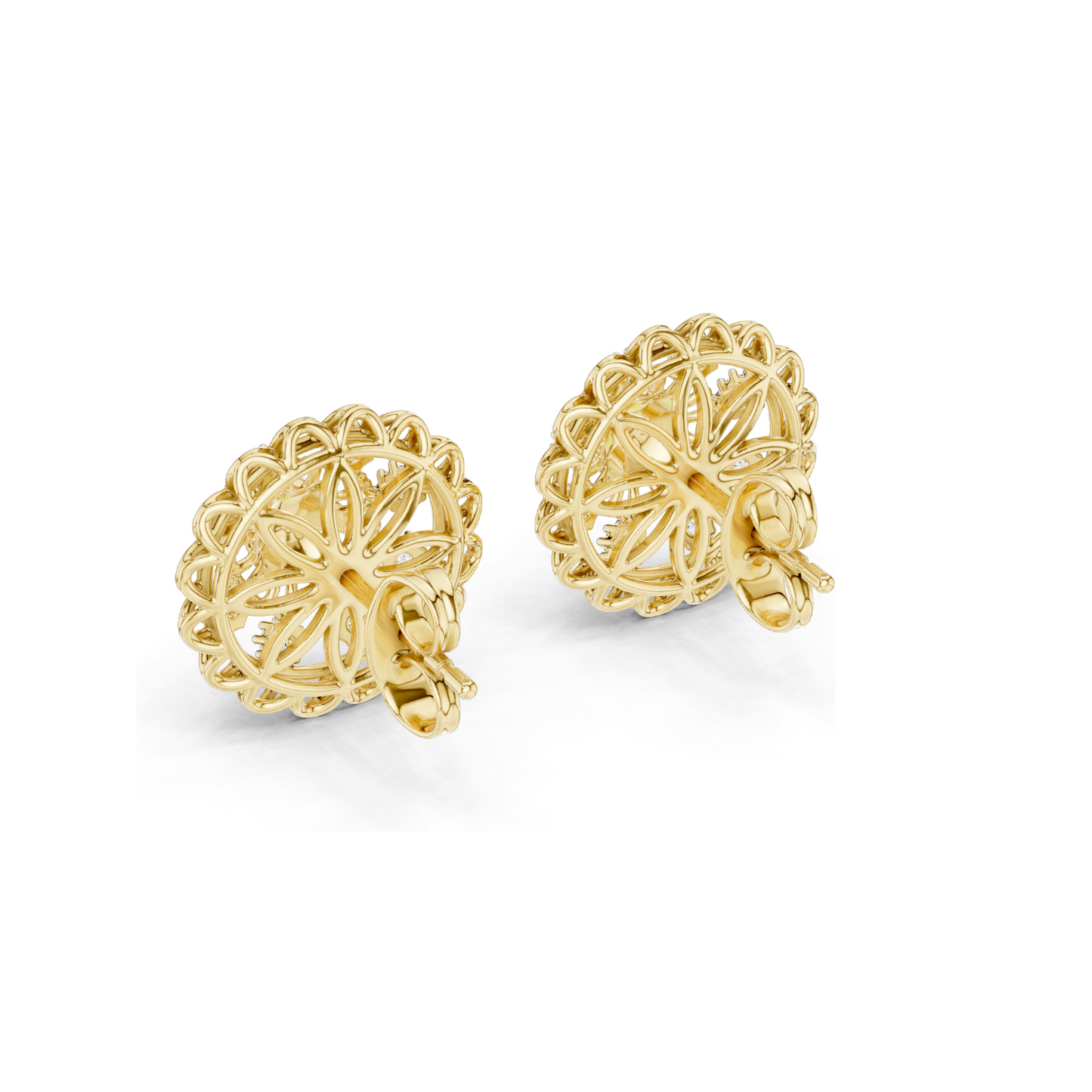 Floral Lab Diamond Earrings – 0.222 ct VVS-VS DEF CVD Diamond & Moissanite | 18K, 14K, 10K Gold & 925 Silver | Rose, Yellow, White Gold Options