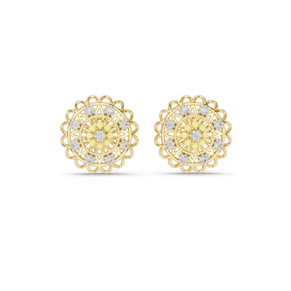 Floral Lab Diamond Earrings – 0.222 ct VVS-VS DEF CVD Diamond & Moissanite | 18K, 14K, 10K Gold & 925 Silver | Rose, Yellow, White Gold Options