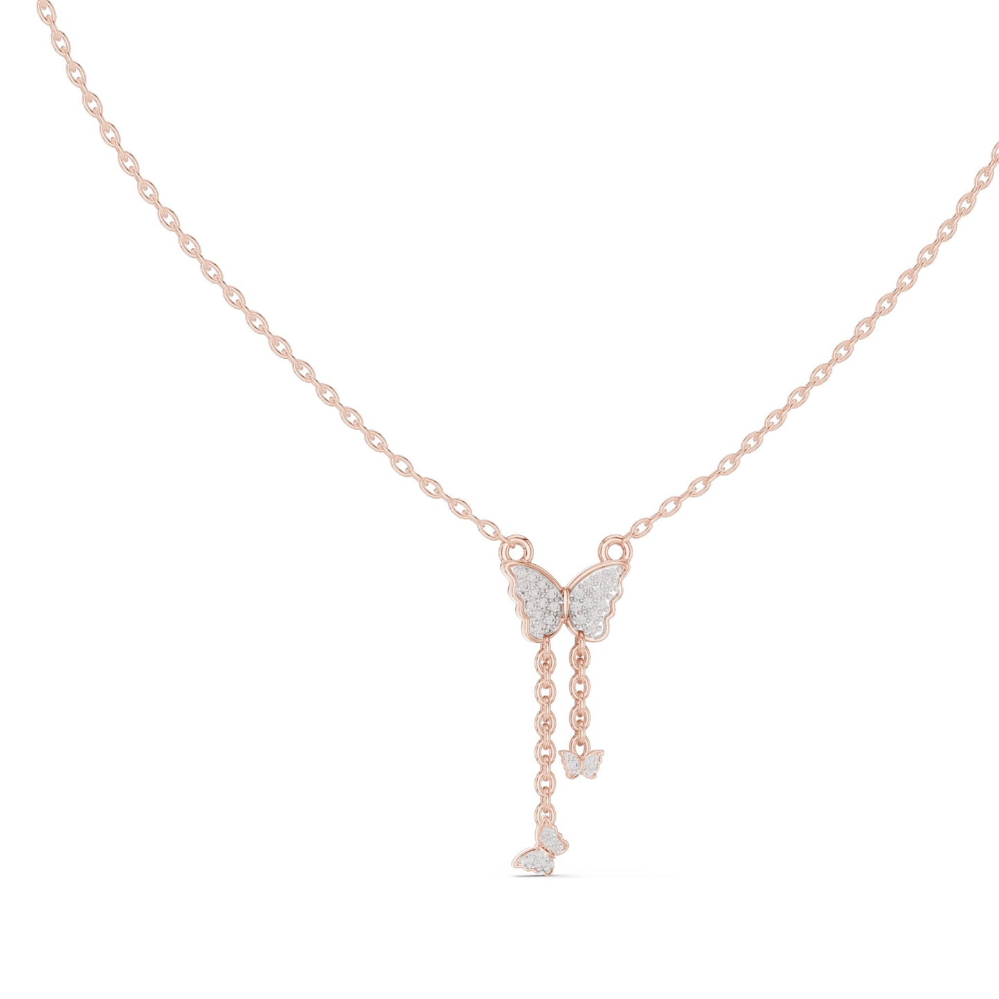 0.12 CT Lab-Created VVS-VS EF CVD Diamond Butterfly Necklace | 18KT, 14KT Rose, Yellow, White Gold Options | Fine Jewelry Pendant