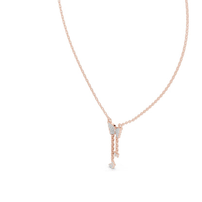 0.12 CT Lab-Created VVS-VS EF CVD Diamond Butterfly Necklace | 18KT, 14KT Rose, Yellow, White Gold Options | Fine Jewelry Pendant