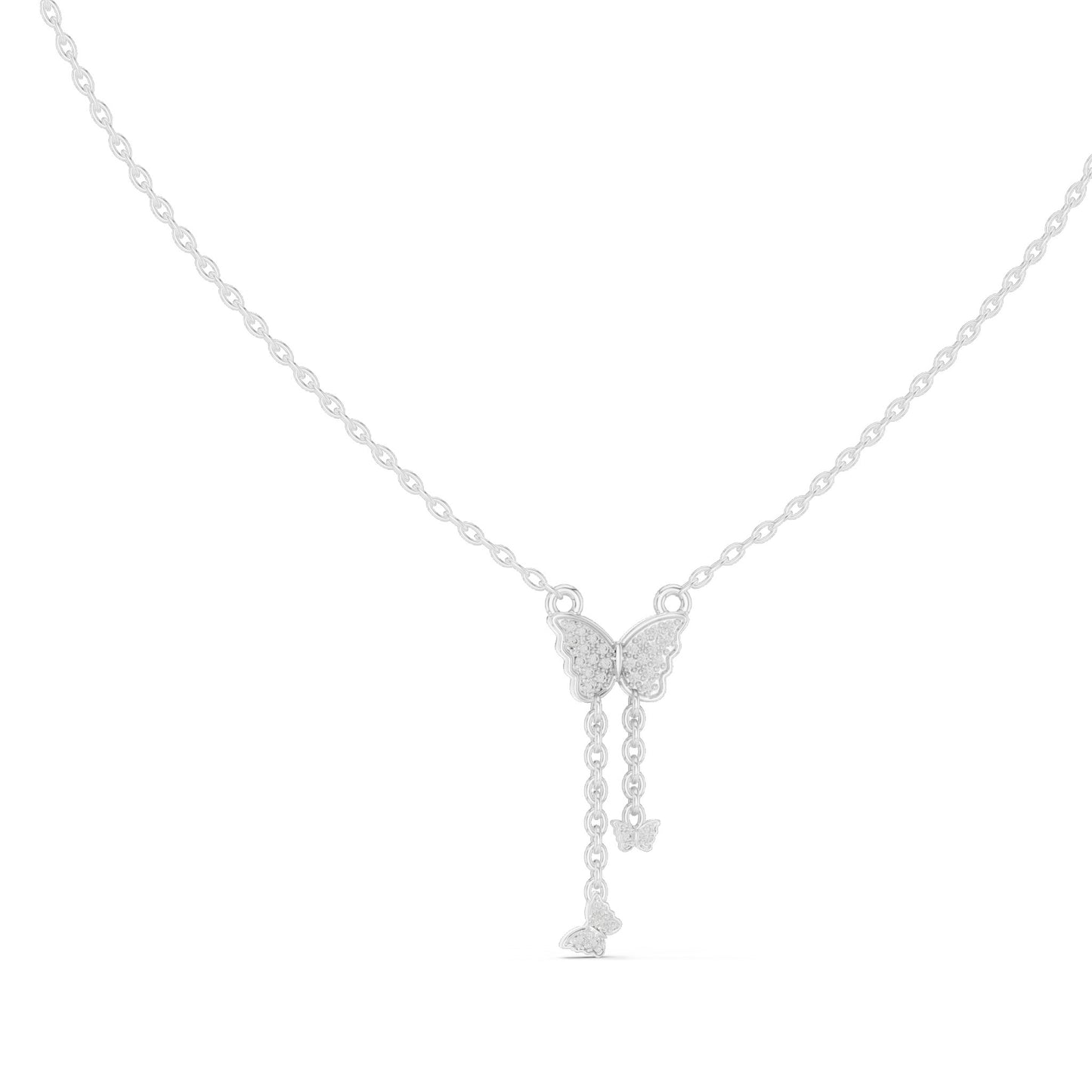 0.12 CT Lab-Created VVS-VS EF CVD Diamond Butterfly Necklace | 18KT, 14KT Rose, Yellow, White Gold Options | Fine Jewelry Pendant