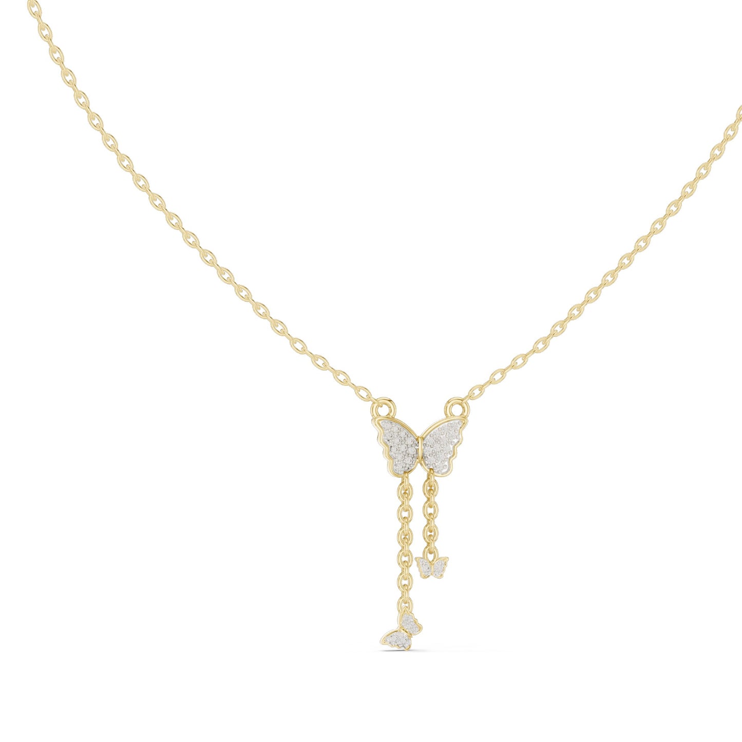 0.12 CT Lab-Created VVS-VS EF CVD Diamond Butterfly Necklace | 18KT, 14KT Rose, Yellow, White Gold Options | Fine Jewelry Pendant