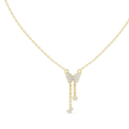 0.12 CT Lab-Created VVS-VS EF CVD Diamond Butterfly Necklace | 18KT, 14KT Rose, Yellow, White Gold Options | Fine Jewelry Pendant