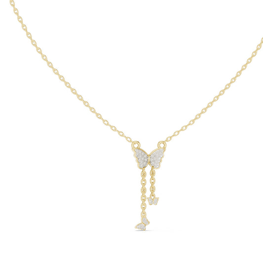 0.12 CT Lab-Created VVS-VS EF CVD Diamond Butterfly Necklace | 18KT, 14KT Rose, Yellow, White Gold Options | Fine Jewelry Pendant