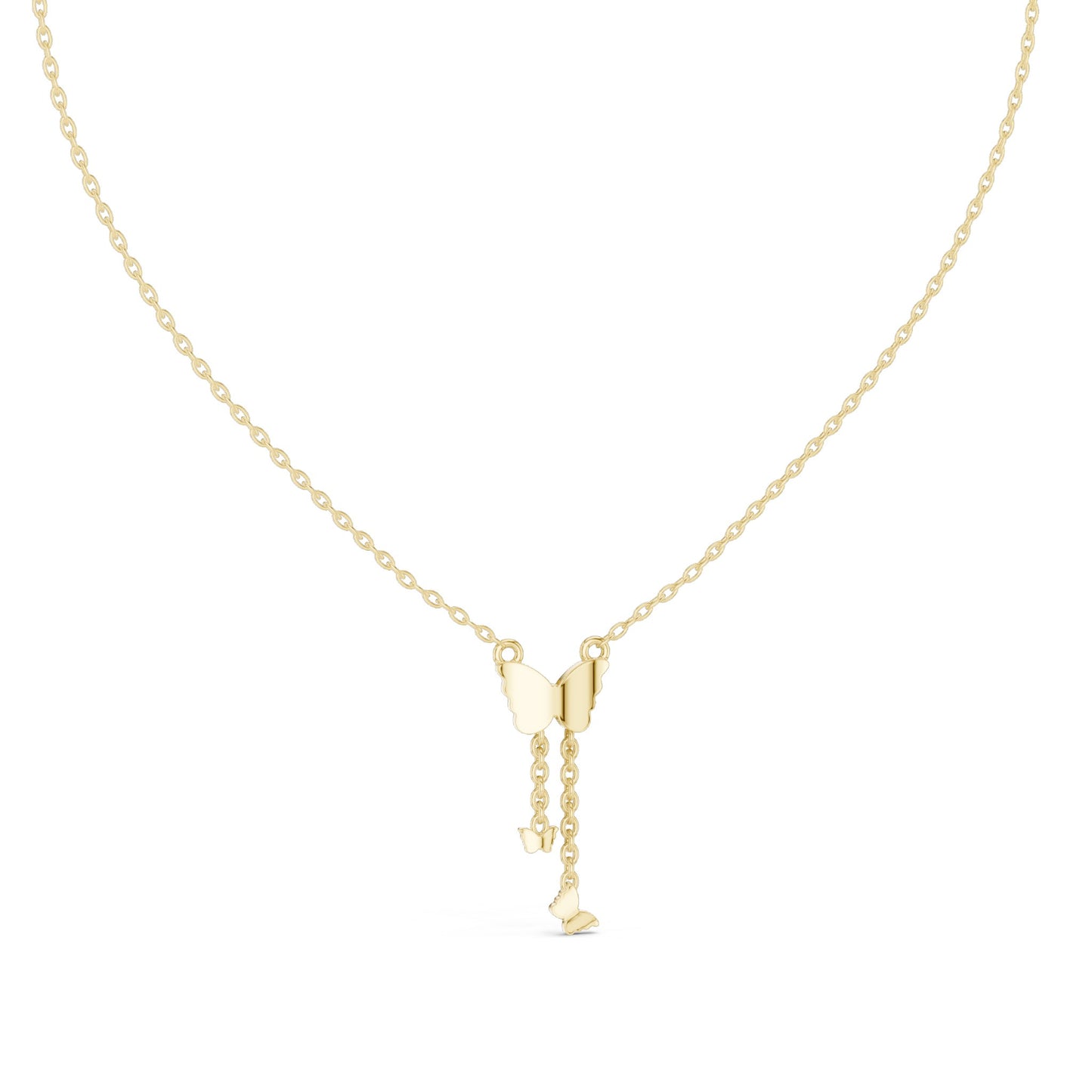 0.12 CT Lab-Created VVS-VS EF CVD Diamond Butterfly Necklace | 18KT, 14KT Rose, Yellow, White Gold Options | Fine Jewelry Pendant