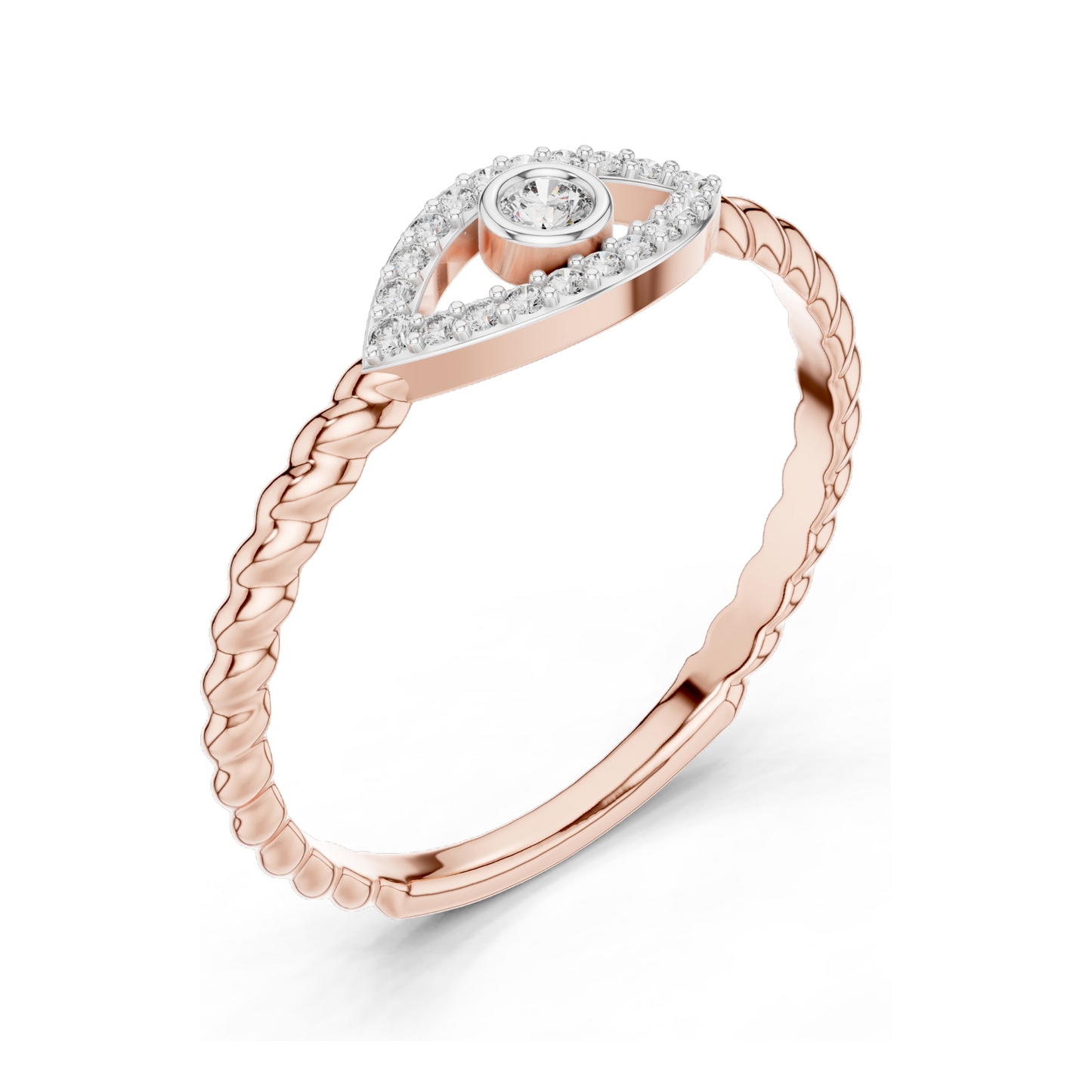 0.099 CT Lab Diamond Eye Design Ring for Women | VVS-VS EF Clarity | 18KT, 14KT, 10KT Gold & 925 Silver | Rose, Yellow, White Gold & Moissanite Options