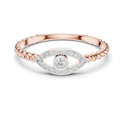 0.099 CT Lab Diamond Eye Design Ring for Women | VVS-VS EF Clarity | 18KT, 14KT, 10KT Gold & 925 Silver | Rose, Yellow, White Gold & Moissanite Options