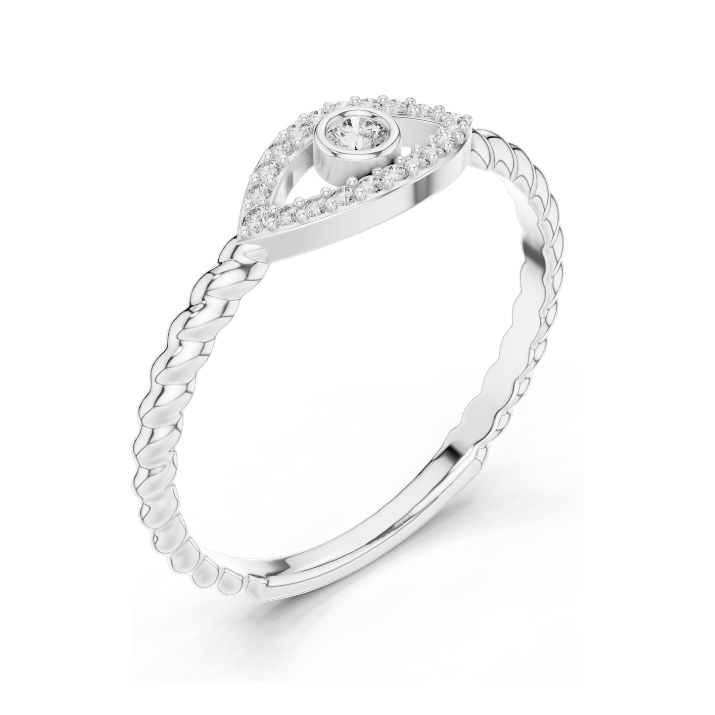 0.099 CT Lab Diamond Eye Design Ring for Women | VVS-VS EF Clarity | 18KT, 14KT, 10KT Gold & 925 Silver | Rose, Yellow, White Gold & Moissanite Options