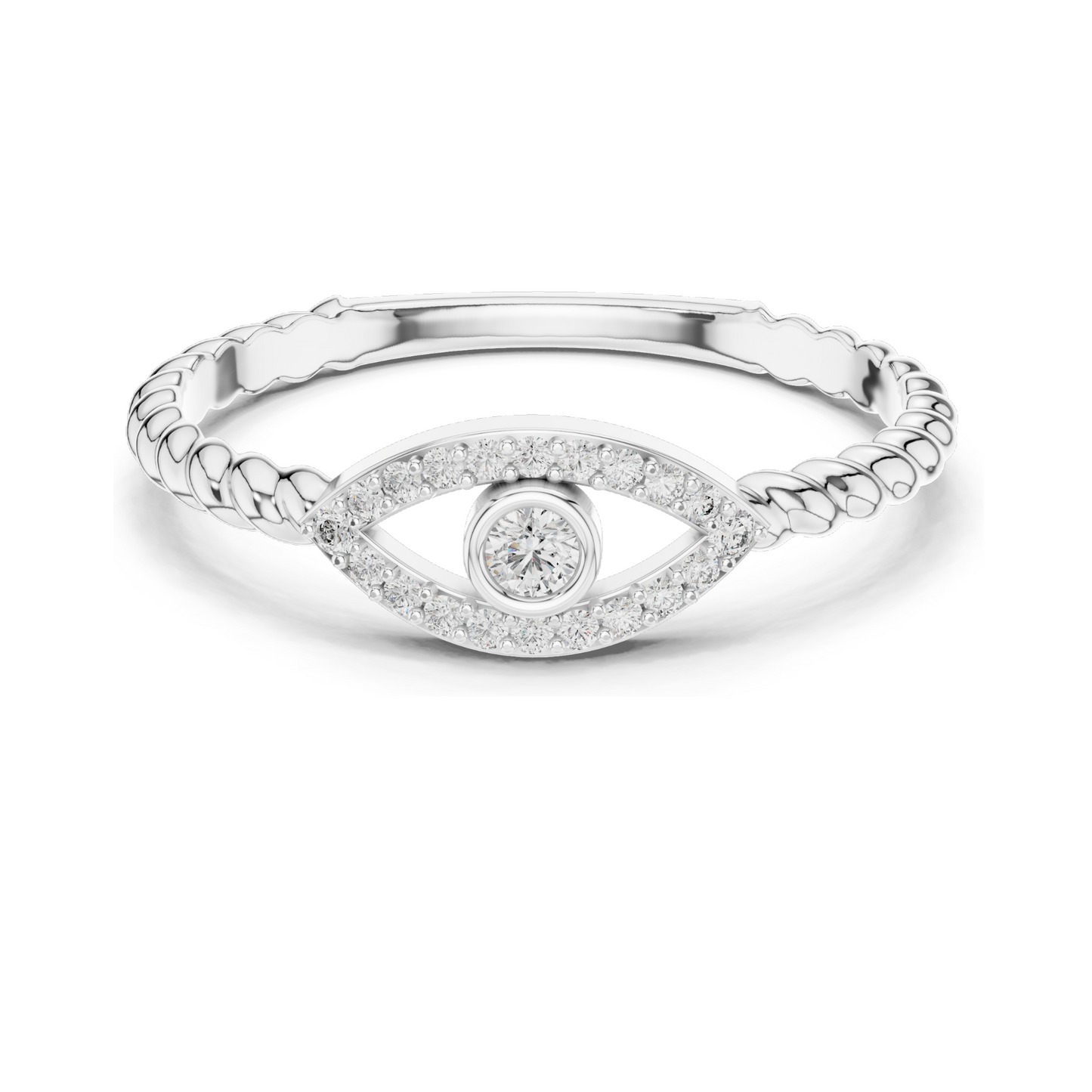 0.099 CT Lab Diamond Eye Design Ring for Women | VVS-VS EF Clarity | 18KT, 14KT, 10KT Gold & 925 Silver | Rose, Yellow, White Gold & Moissanite Options