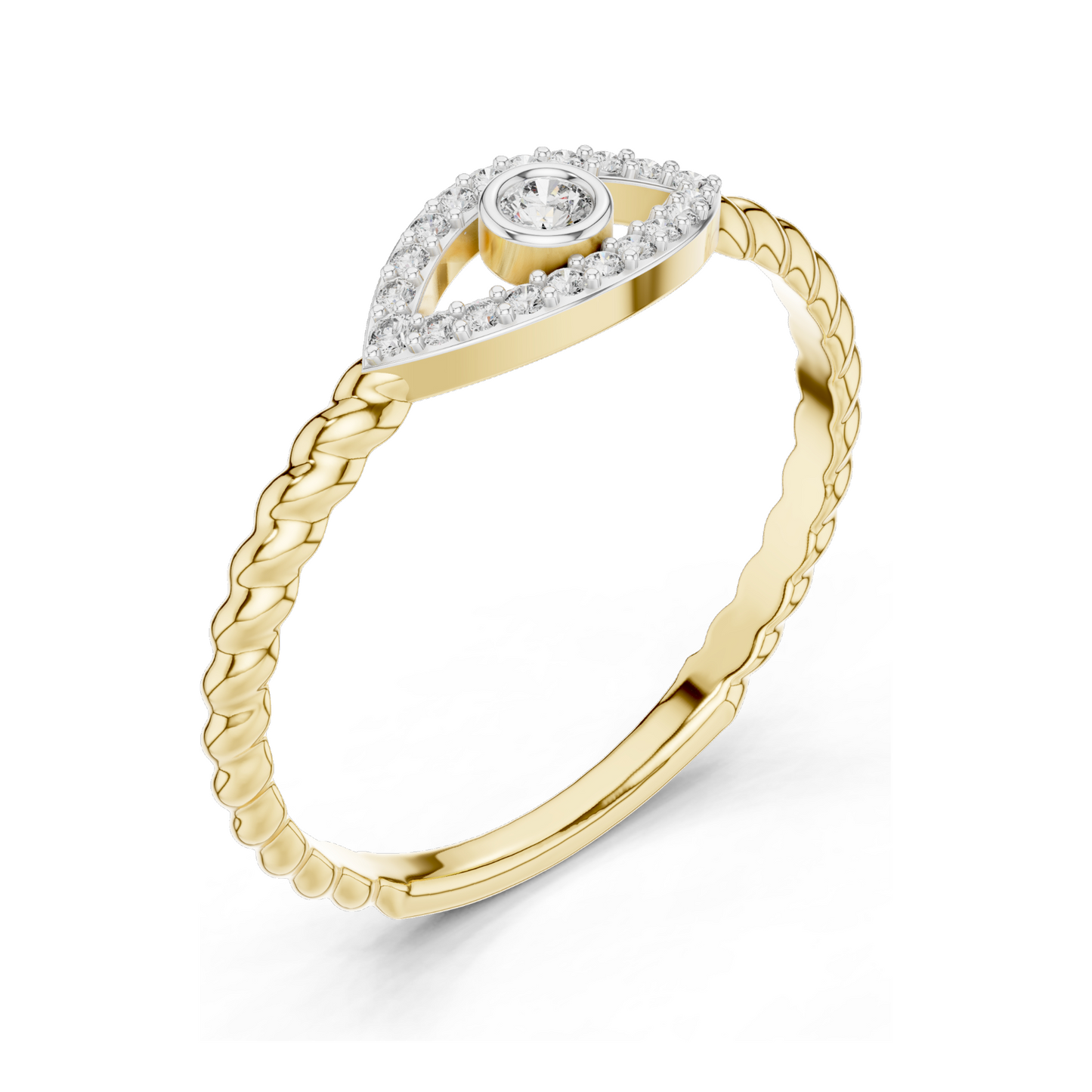 0.099 CT Lab Diamond Eye Design Ring for Women | VVS-VS EF Clarity | 18KT, 14KT, 10KT Gold & 925 Silver | Rose, Yellow, White Gold & Moissanite Options