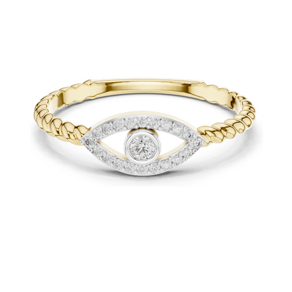 0.099 CT Lab Diamond Eye Design Ring for Women | VVS-VS EF Clarity | 18KT, 14KT, 10KT Gold & 925 Silver | Rose, Yellow, White Gold & Moissanite Options