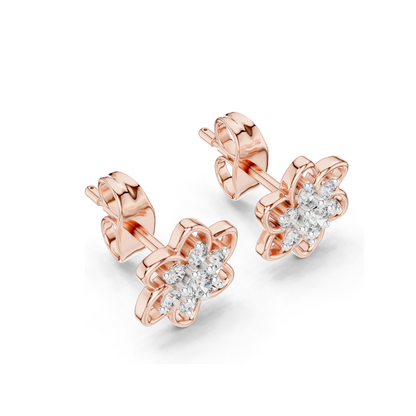 0.17 ct Lab Grown Diamond Floral Earrings | VVS-VS EF Clarity | 18KT, 14KT, 10KT Gold & 925 Silver | Rose, Yellow, White Gold & Moissanite Options