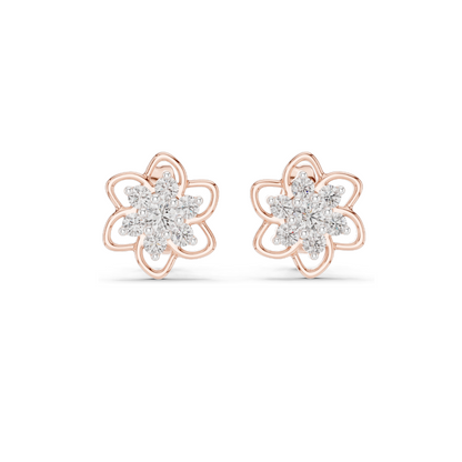 0.17 ct Lab Grown Diamond Floral Earrings | VVS-VS EF Clarity | 18KT, 14KT, 10KT Gold & 925 Silver | Rose, Yellow, White Gold & Moissanite Options