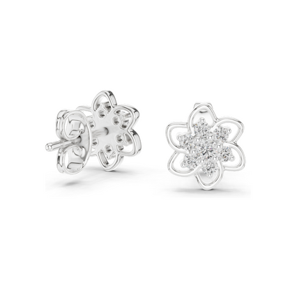 0.17 ct Lab Grown Diamond Floral Earrings | VVS-VS EF Clarity | 18KT, 14KT, 10KT Gold & 925 Silver | Rose, Yellow, White Gold & Moissanite Options