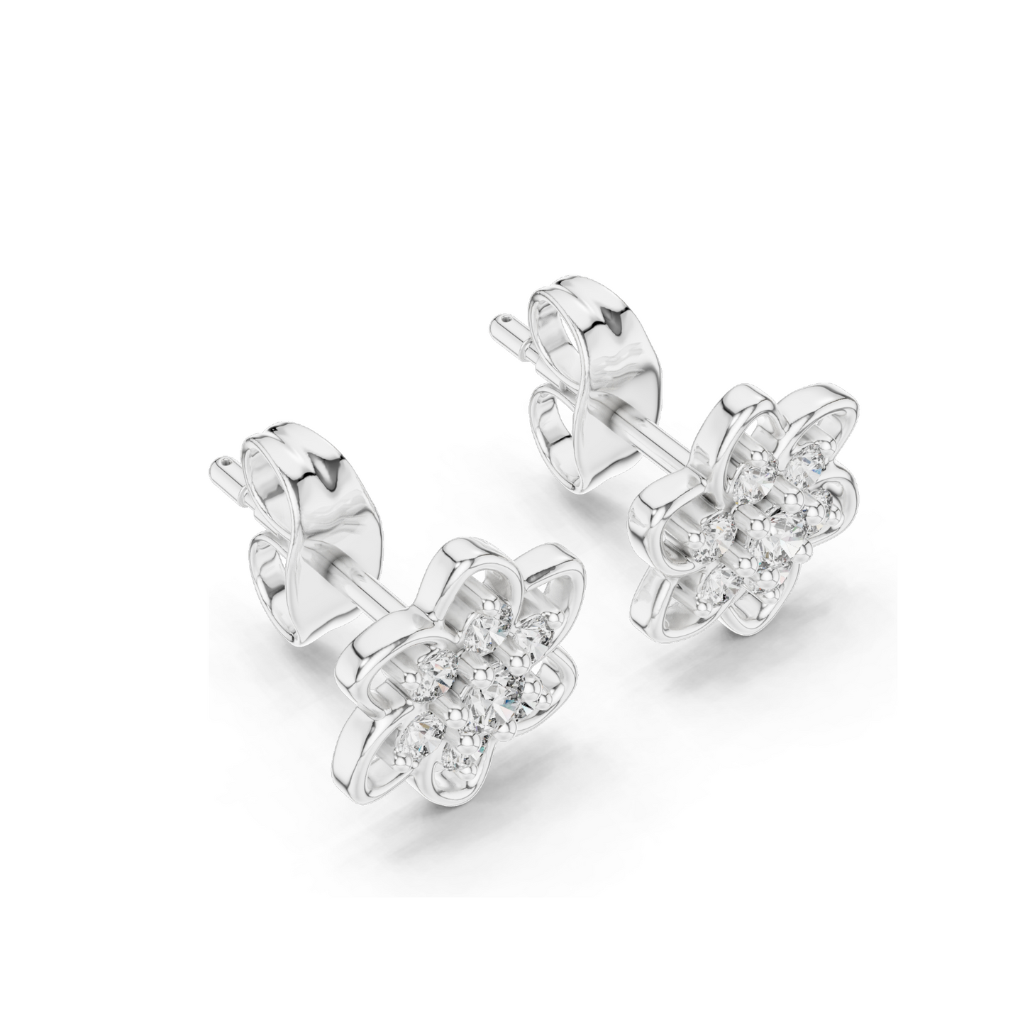 0.17 ct Lab Grown Diamond Floral Earrings | VVS-VS EF Clarity | 18KT, 14KT, 10KT Gold & 925 Silver | Rose, Yellow, White Gold & Moissanite Options