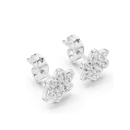 0.17 ct Lab Grown Diamond Floral Earrings | VVS-VS EF Clarity | 18KT, 14KT, 10KT Gold & 925 Silver | Rose, Yellow, White Gold & Moissanite Options