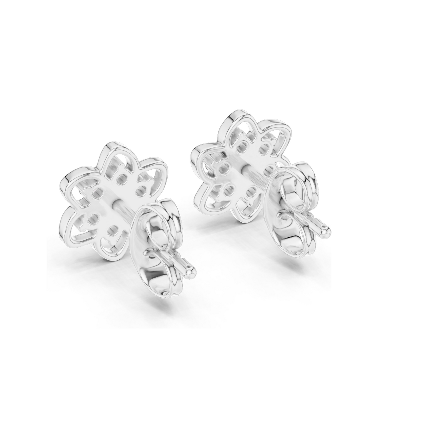 0.17 ct Lab Grown Diamond Floral Earrings | VVS-VS EF Clarity | 18KT, 14KT, 10KT Gold & 925 Silver | Rose, Yellow, White Gold & Moissanite Options