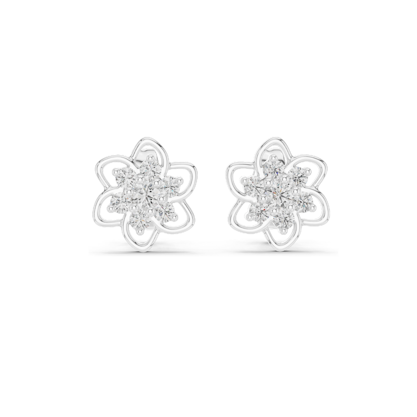 0.17 ct Lab Grown Diamond Floral Earrings | VVS-VS EF Clarity | 18KT, 14KT, 10KT Gold & 925 Silver | Rose, Yellow, White Gold & Moissanite Options