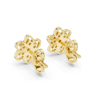 0.17 ct Lab Grown Diamond Floral Earrings | VVS-VS EF Clarity | 18KT, 14KT, 10KT Gold & 925 Silver | Rose, Yellow, White Gold & Moissanite Options