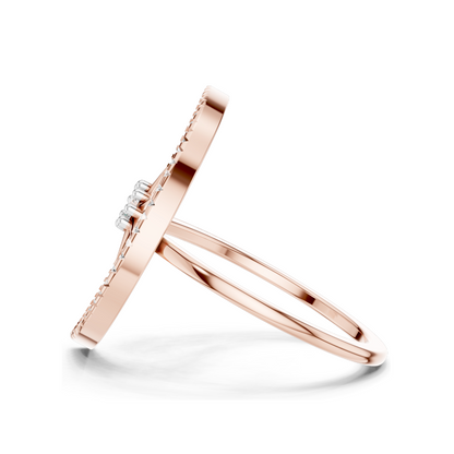 Crescent Moon & Star Diamond Ring for Women | VVS-VS EF Lab Diamonds | Available in Rose, Yellow, White Gold & 925 Silver | 18KT, 14KT, 10KT Options