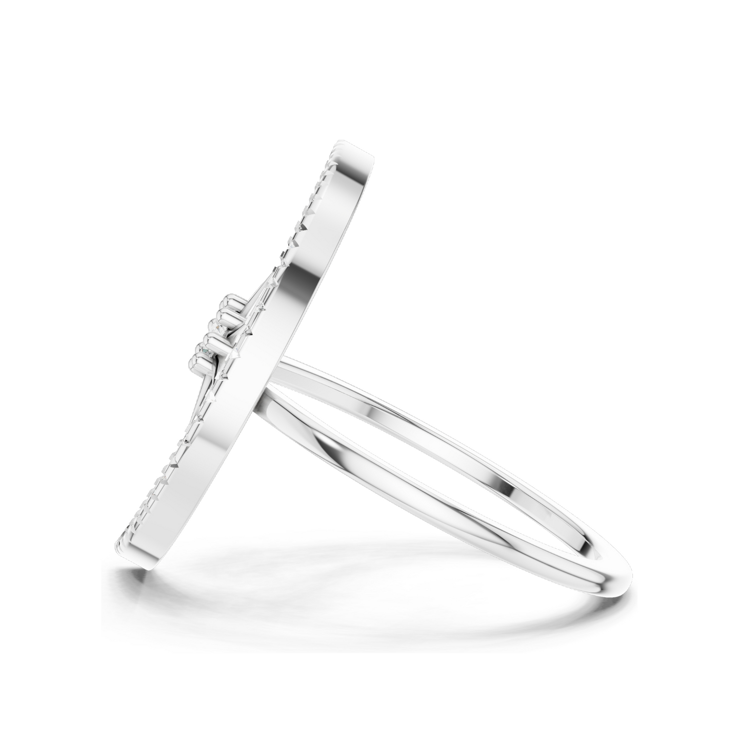 Crescent Moon & Star Diamond Ring for Women | VVS-VS EF Lab Diamonds | Available in Rose, Yellow, White Gold & 925 Silver | 18KT, 14KT, 10KT Options