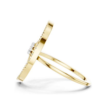 Crescent Moon & Star Diamond Ring for Women | VVS-VS EF Lab Diamonds | Available in Rose, Yellow, White Gold & 925 Silver | 18KT, 14KT, 10KT Options
