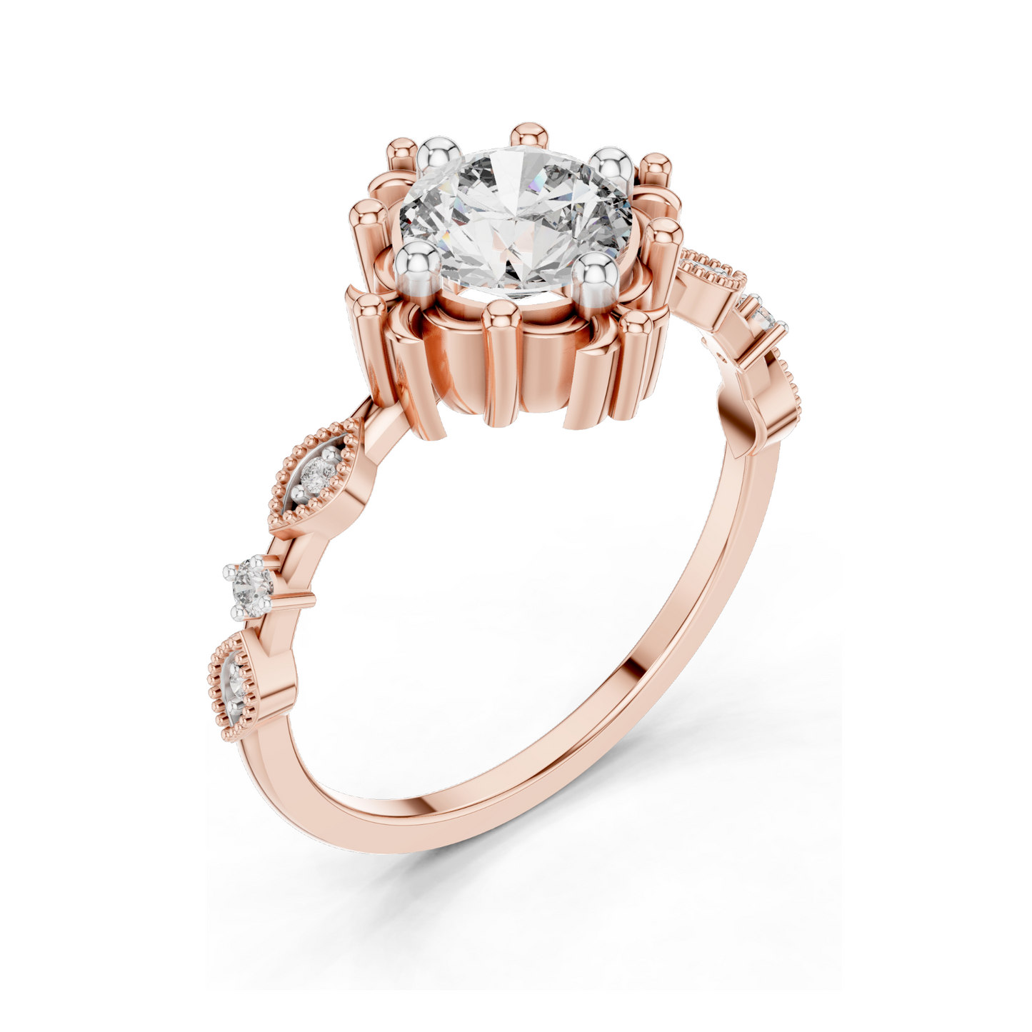 1.04 CT Lab Grown Diamond Ring for Women | VVS-VS Clarity, EF Color | 18KT, 14KT, 10KT Gold & 925 Silver | Rose, Yellow, White Gold & Moissanite Options