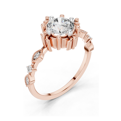1.04 CT Lab Grown Diamond Ring for Women | VVS-VS Clarity, EF Color | 18KT, 14KT, 10KT Gold & 925 Silver | Rose, Yellow, White Gold & Moissanite Options